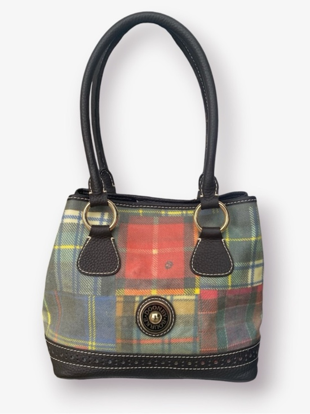 Dooney & Bourke Madras Ladybug Picnic Patchwork Plaid Small Shoulder/Tote Bag